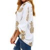 Nlife Women Pineapple Printed Lapel Collar Half Sleeves Buttons Down Blouse Shirt - 3 of 4