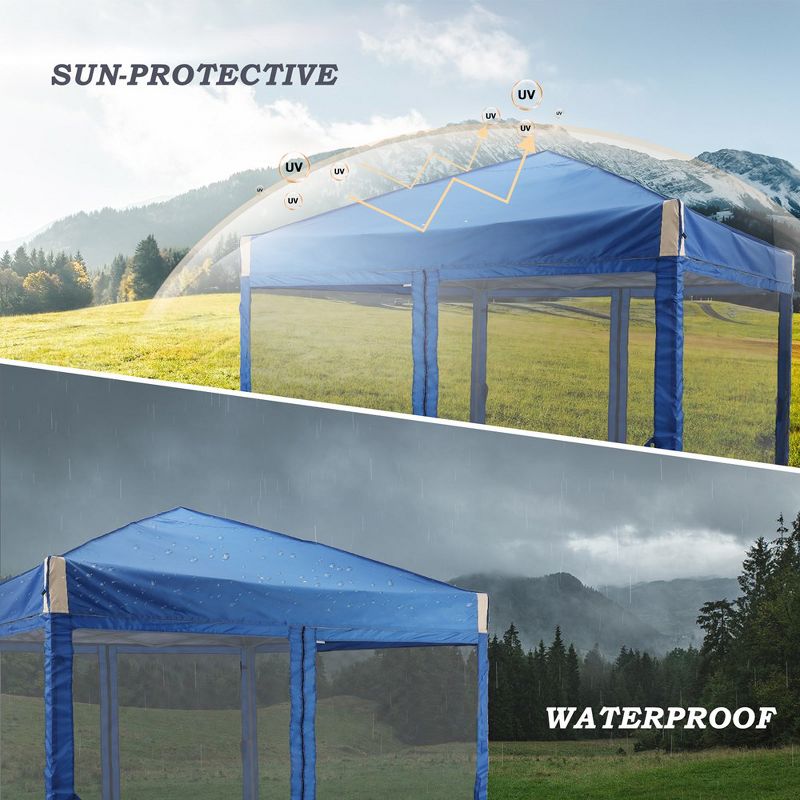 Aoodor 10' x 10' Pop Up Canopy Tent with Removable Mesh Sidewalls, Portable Instant Shade Canopy with Roller Bag, 5 of 8