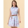 INSPIRE CHIC Women's Floral Sleeveless Half Placket Mini Belted Summer Dress - 3 of 4