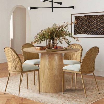 Rattan Back Dining Chair Set Of 4 ,Modern Dining Chair With Upholstered Seat Design Kictien Chair For Diningroom-Tanpinhause