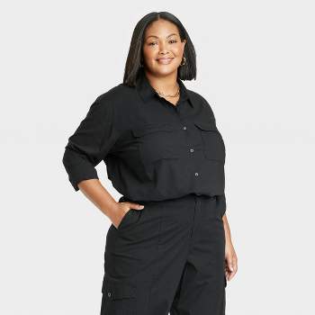 Women's Long Sleeve Utility Button-Down Shirt - Ava & Viv™
