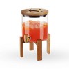 Twine Modern Manor Beverage Dispenser, Glass Carafe, Collapsible Wood Stand, Bronze Spigot, Beverage Service, 1.3 Gallons, Set of 1 - 4 of 4