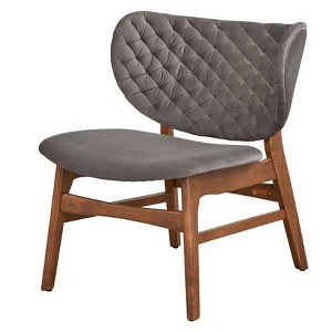 Sense Lounge Chair Gray - Lifestorey: Velvet Upholstery, Mid-century Design, Rubberwood Legs - 1 of 4