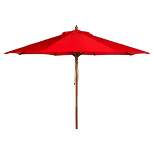 Cannes 9' Wooden Outdoor Umbrella - Red - Safavieh