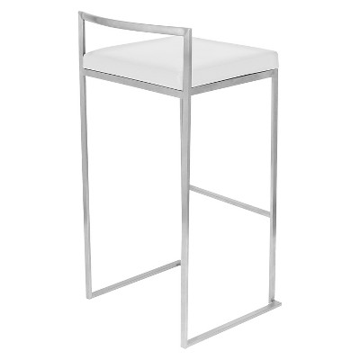 Contemporary Fuji 31" White Faux Leather Counter Stool