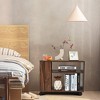 Costway 3-tier Side Table W/Storage Shelf W/Wheels Space-saving Industrial Nightstand - 4 of 4