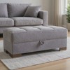 HomeRoots 52" Gray and Brown Microfiber Storage Ottoman - 2 of 4