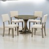 5-Piece Retro Round Dining Table Set with Upholstered Chairs – Solid Wood, Curved Legs for Dining Room and Kitchen - 3 of 4