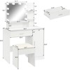 Karl Home | White LED Makeup Vanity Set With Adjustable Lighting, Cushioned Stool, And Spacious Storage - 3 of 4