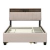 Full Size Upholstered Platform Bed with Storage Headboard, Twin Size Trundle and 2 Drawers - 3 of 4