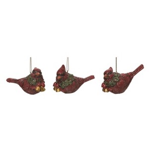 Transpac Resin Rustic Wooden Bird Ornament Set of 3 Christmas Home Decorations - 1 of 1