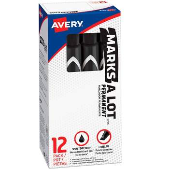 Avery Marks-A-Lot Permanent Markers, Pen-Style Size, Bullet Tip, 3 Black  Markers (29837)
