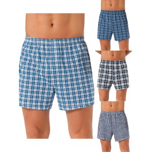 INSPIRE CHIC Men's 3 Pack Classic Plaid Pattern Boxer Shorts - 1 of 4