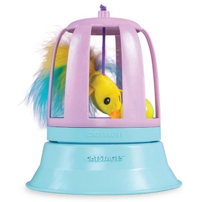 Catstages 2-in-1 Chirping Bird and Track Topper with Inner Ball Track Cat Interactive Toy - Purple