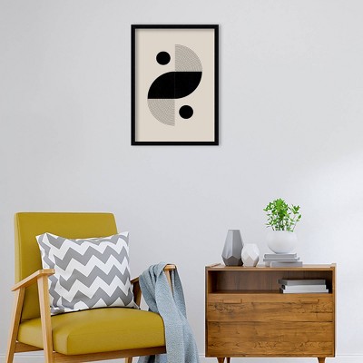 18" x 25" Black and Beige Geometric Wood Framed Wall Art