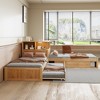 Twin Size L-Shaped Platform Bed Frame Corner Bed with Desk, Trundle & LED Light - ModernLuxe - 2 of 4