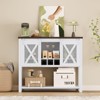 Wine Bar Cabinet with Sliding Barn Door, Coffee Cabinet with Wine Rack and Glass Holder, Kitchen Buffet Sideboard with Storage, Liquor Bar - 2 of 4