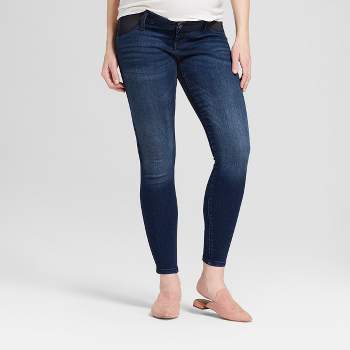 Over Belly Distressed Straight Maternity Jeans - Isabel Maternity by Ingrid  & Isabel™ Blue