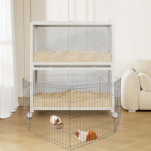 Large Hamster Cage with Acrylic Sides, Metal Guinea Pig Cages, Universal Wheels+Chew-Proof Dual Door - 1 of 4