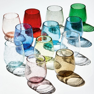 Clear Handcrafted Bubble Glass Stemless Wine Glass
