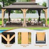 DOMETOUR 12'x20' Hardtop Gazebo, Cedar Wood Frame, Galvanized Steel Roof, with Curtains & Netting for Patio, Backyard, Lawn (Brown) - 3 of 4