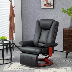 CIPACHO Modern RV Recliner Chair PU Leather Swivel Recliner Armchair with Footrest for Living Room Black - 1 of 4