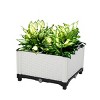 Slickblue 2 Pc Free Splicing Injection Planting Box, Sturdy Modular Planter, Rattan Style, White, 16.93x15.75x15.75in - 3 of 4