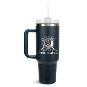 100 North World's Greatest Pool Player 8 Ball Wrap-Around 40 Oz. Stainless Steel Water Bottle Coffee Mug, Spill & Leak Resistant, Travel Tumbler with - 1 of 4