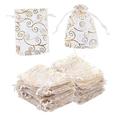 Juvale 120-Pack Gold Swirl Organza Wedding Small Gift Bags Party Favors Jewelry Pouches, 3.5 x 4.75 in