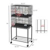 Kumasinova Double Rolling Stackable Bird Cage Feeder with Wooden Swing,Rope Ladder,Storage Shelf, Removable Tray,Wood Perch and Food Container,Black - 3 of 4