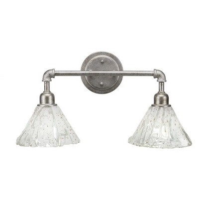 Toltec Lighting Vintage 2 - Light Vanity in  Aged Silver with 7" Italian Ice Shade