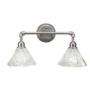 Toltec Lighting Vintage 2 - Light Vanity in  Aged Silver with 7" Italian Ice Shade - 1 of 1