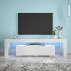 Chic Crate - Modern White TV Stand, 20 Colors LED TV Stand w/Remote Control Lights - 2 of 4