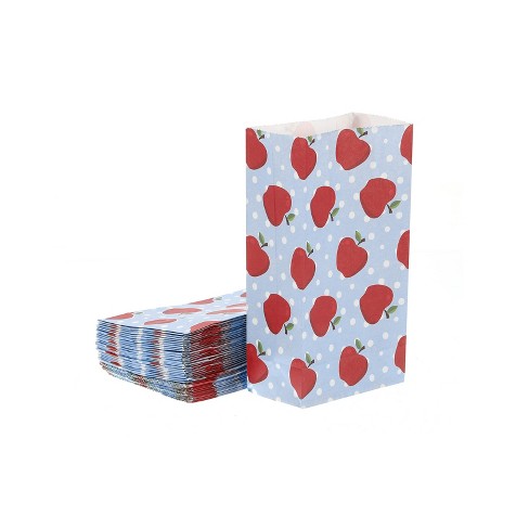 Unique Bargains Paper Gift Bag Pack Fruit Storage Bag for Party Favor 50  Pcs Red 4.8x3x9.1 inch