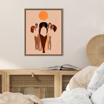 Abstract Women Under Sun Framed Canvas Wall Art, 20x16