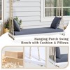 Gulches Patio Swings: Hanging Porch Swing Bench with Cushions, 10.8ft Ropes, Natural/ White/Black/Brown/Gray Finish - 3 of 4