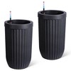 Orieon Set of 2 Tall Black Planters 23" with Self-Watering System, Water Level Monitor & Wheels Indoor/Outdoor Modern Flower Pots - 2 of 4