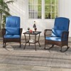 Tangkula 3 Piece Patio Rocker Set Outdoor Wicker Rocking Chairs with Double-Layer Coffee Table Rattan Rocker Chair Set with Seat Back Cushions & Pillows Beige/Gray/Blue/Red - 3 of 4