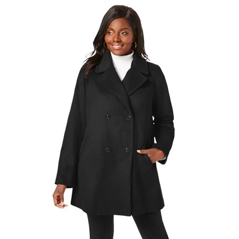 Jessica London Women's Plus Size A-line Wool Peacoat : Target