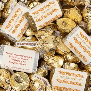 131 Pcs Thanksgiving Candy Party Favors Hershey's Miniatures & Chocolate Kisses - Gold - 1 of 2