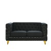 SYFERLORY Velvet Sofa for Living Room,Buttons Tufted Square Arm Couch, Black - 3 of 4