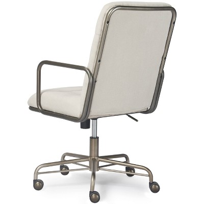 Cream High Back Leather Executive Swivel Office Chair