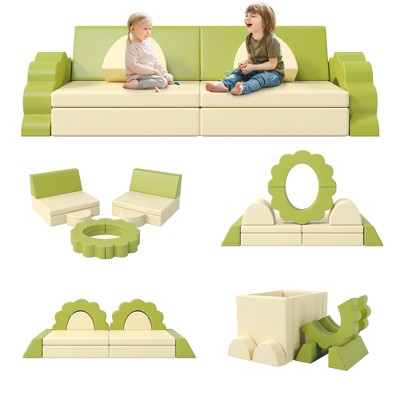 Runesay Modern 10 Piece Foam Climbing Blocks Convertible Sofa ,Kids Play Couch