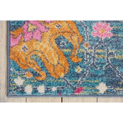 Denim Delight Floral Synthetic 6'7" x 9'6" Easy-Care Rug