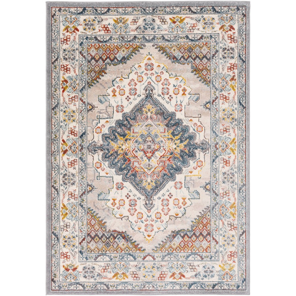 Livabliss 6'7"x9' Kashan Traditional Rugs Gray: Medium Pile, Stain & Fade-Resistant, Polypropylene, Indoor Use
