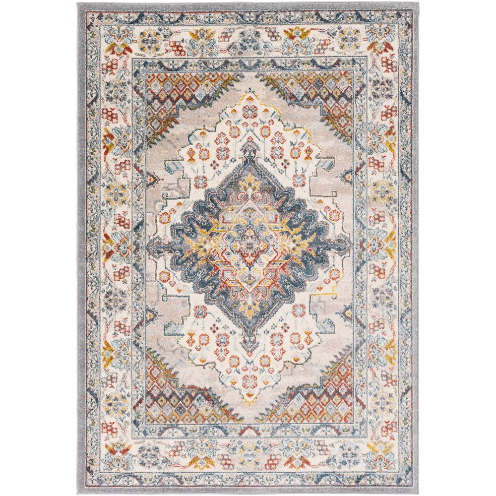 Photos - Area Rug Livabliss 6'7"x9' Kashan Traditional Rugs Gray: Medium Pile, Stain & Fade-Resistant, Polypropylene, Indoor Use