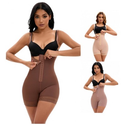 INSPIRE CHIC Women's 3 Packs Cami Convertible Straps Tummy Control Front Hook Closure Body Shapers 1 Beige 1 Dark Purple 1 Brown X-Large