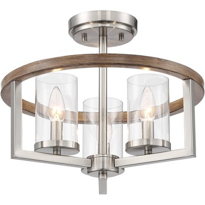 Possini Euro Design Possini Euro Senna 15"W 3-Light Brushed Nickel Ceiling Light