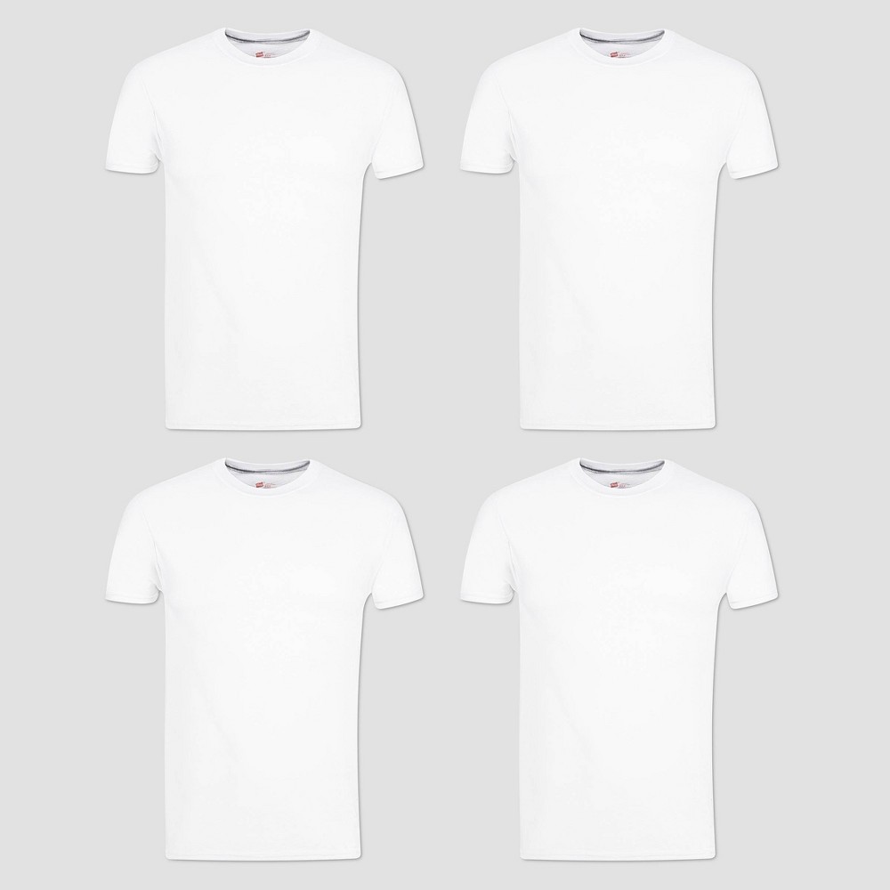 ( Bag of 4 )Hanes Men's Premium 4pk Slim Fit Crewneck T-Shirt - White L