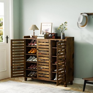 VINGLI Large Tall Shoe Cabinet with 3 Doors 6-Tier Ultra Wide Shoe Cabinet Storage for Entryway 30 Pairs Shoes Organizer Rustic Brown - 1 of 4
